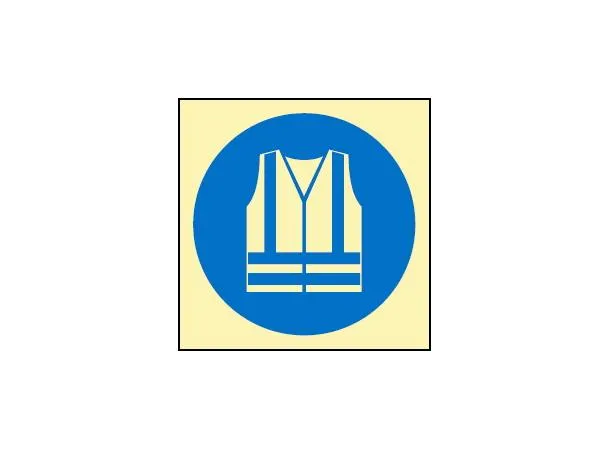 Skilt "Wear high-visibility clothing" 150 x 150 mm