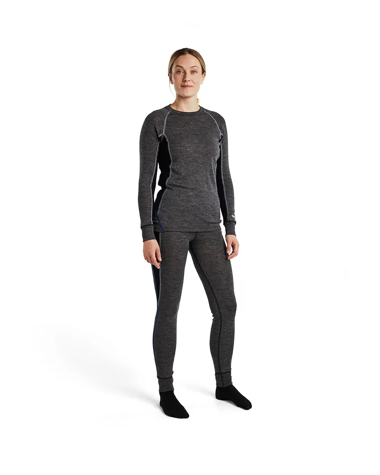 WARM 100% Merino Undertøybukse Dame Grå/Svart
