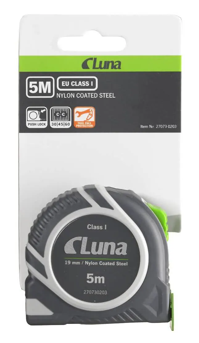Målebånd 5 mtr. Luna Push Lock