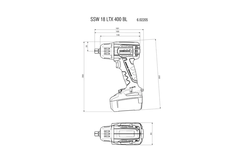 Metabo Muttertrekker SSW 18 LTX 400 BL SOLO ink. Metabox 145
