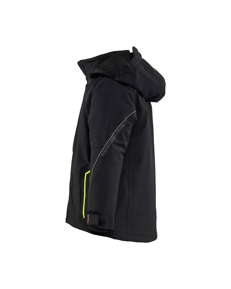 Vinterjakke Lettforet Stretch Barn, Svart/Gul