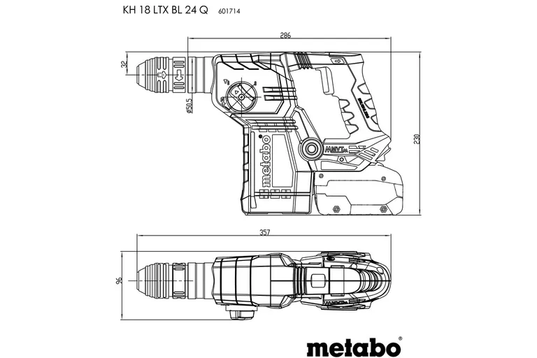 Metabo Borhammer KH 18 LTX BL 24 Q 2x5,5ah Bat./Lader, Batteri