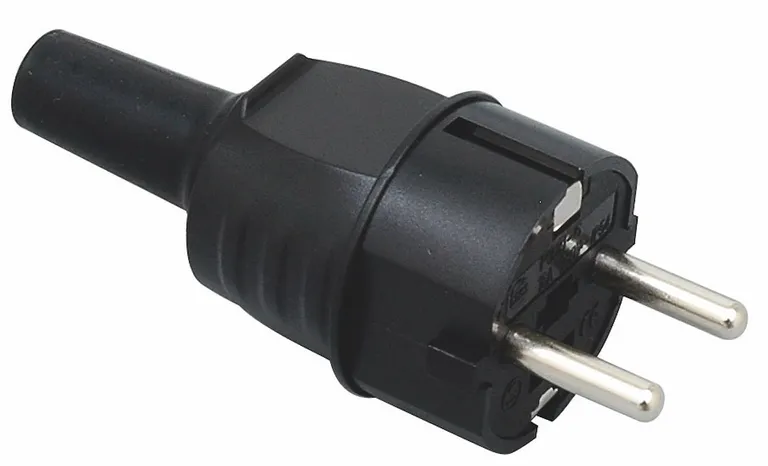 Støpsel m/jord Sort IP44 (PVC) utendørs