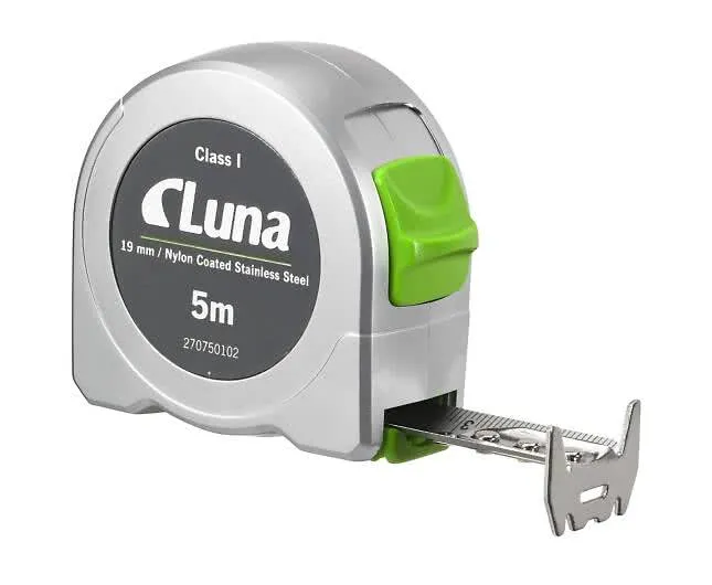 Målebånd 5 mtr. Rustfri Pushlock Luna